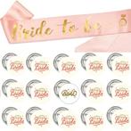 Bride to Be en Team Bride set met sjerp en buttons 16-delig, Hobby en Vrije tijd, Feestartikelen, Verzenden, Nieuw, Feestartikel