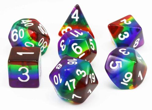 RPG Dice Set - Translucent Rainbow | Foam Brain Games -, Hobby en Vrije tijd, Gezelschapsspellen | Bordspellen, Nieuw, Verzenden