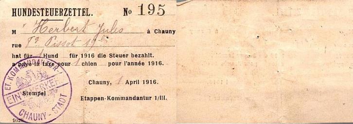 France Frankreich 02300 Chauny duitse Besatzung Hundesteu..., Postzegels en Munten, Munten | Nederland, Verzenden