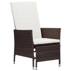 vidaXL Tuinstoel verstelbaar met kussens poly rattan bruin, Tuin en Terras, Tuinstoelen, Verzenden, Nieuw, Rotan