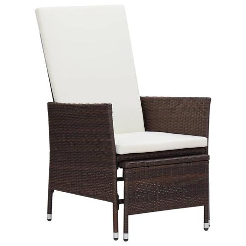 vidaXL Tuinstoel verstelbaar met kussens poly rattan bruin, Tuin en Terras, Tuinstoelen, Nieuw, Rotan, Verzenden