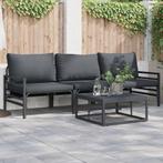 vidaXL Tuin Sofa Set 3 pcs Antraciet Staal, Verzenden, Nieuw