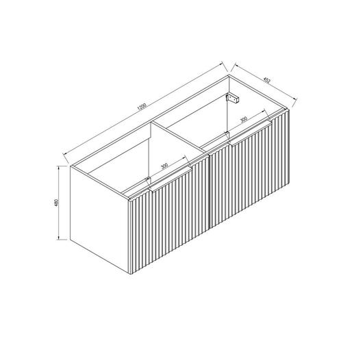 Onderkast BWS Bella Met 2 Laden 2 Uitsparingen 120x45 cm, Doe-het-zelf en Verbouw, Sanitair, Ophalen of Verzenden
