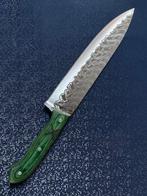 Green Wave Patterned Chef’s Knife - Tafelmes - Hout, Staal -, Antiek en Kunst