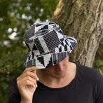 Bucket hat / Vissershoedje met Afrikaanse print - Zwart / wi, Kleding | Heren, Ophalen of Verzenden, Nieuw