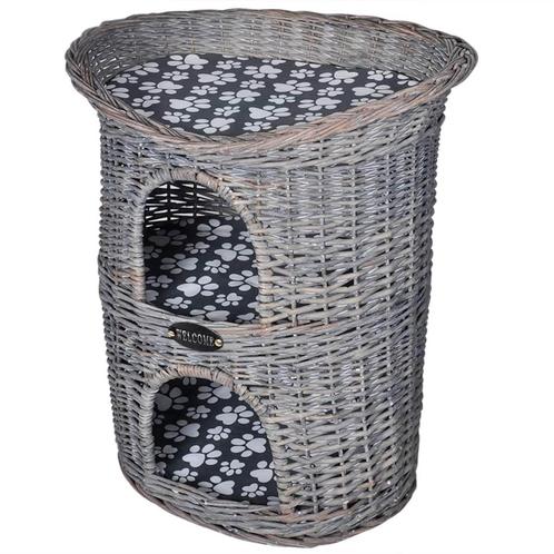 vidaXL Kattenbed/huis/krabpaal 2-laags met kussen wilgen, Dieren en Toebehoren, Katten-accessoires, Nieuw, Verzenden