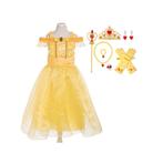 Voordeelpakket Belle jurk+staf+handschoenen+kroon 98tm134, Kinderen en Baby's, Carnavalskleding en Verkleedspullen, Nieuw, Meisje