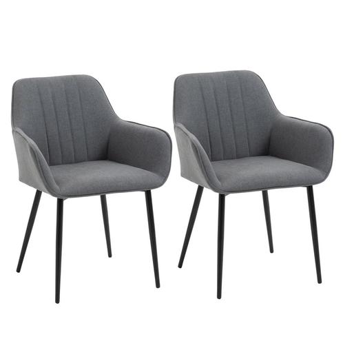 TRUUSK Set van 2 Comfortabele Eetkamerstoelen - Ademende Lin, Huis en Inrichting, Stoelen, Nieuw, Verzenden