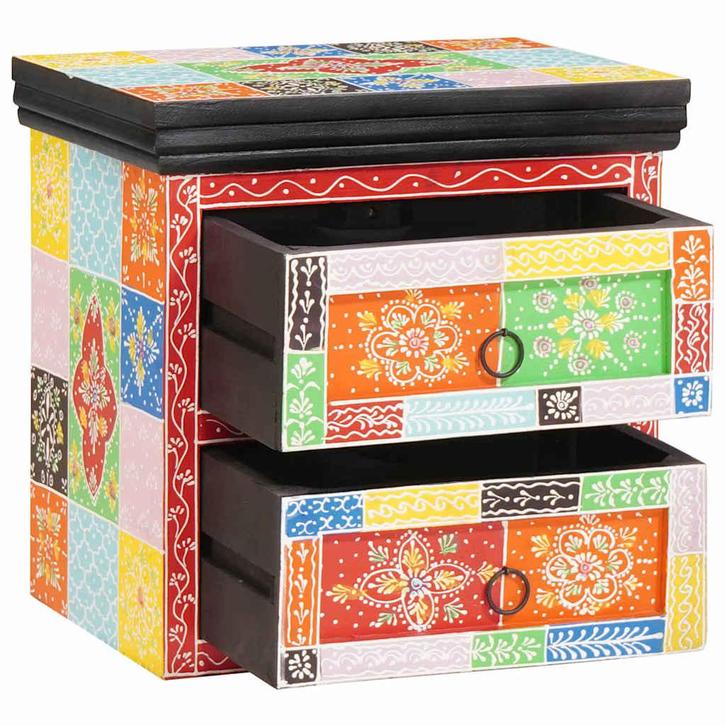 vidaXL Nachtkastje Multikleur 40 x 30 x 40 cm Massief, Huis en Inrichting, Slaapkamer | Nachtkastjes, Nieuw, Minder dan 45 cm