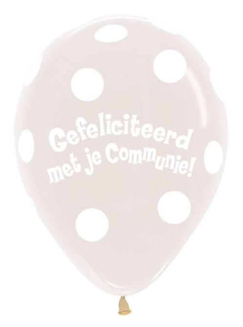 Ballonnen Communie Polka Dots Clear 30cm 25st, Hobby en Vrije tijd, Feestartikelen, Nieuw, Verzenden