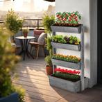 Plantenbak Flora, gelakt hout, met plantenfolie - grijs, 85, Verzenden, Nieuw