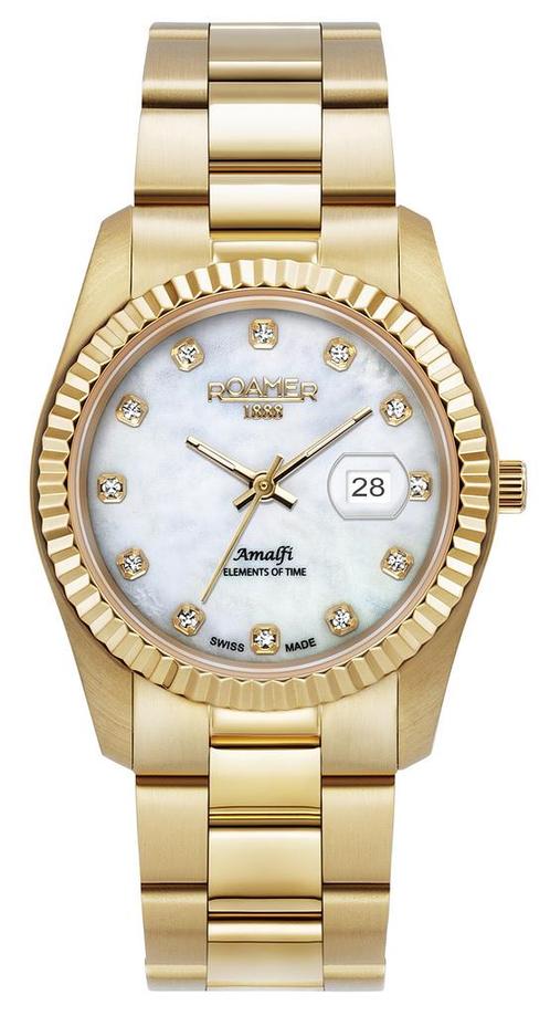 Roamer Amalfi 852844 48 89 20 dameshorloge 34 mm, Sieraden, Tassen en Uiterlijk, Horloges | Dames, Staal, Nieuw, Staal, Overige merken
