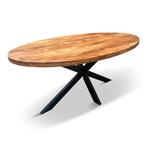 Ovale mango eettafel Akola 190x100cm naturel & zwart mango, Huis en Inrichting, Tafels | Eettafels, Overige materialen, Nieuw
