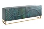 Dessoir SCORPION 180cm 3D mango hout turquoise goud - 45644, Huis en Inrichting, Kasten | Dressoirs, Ophalen of Verzenden, Nieuw