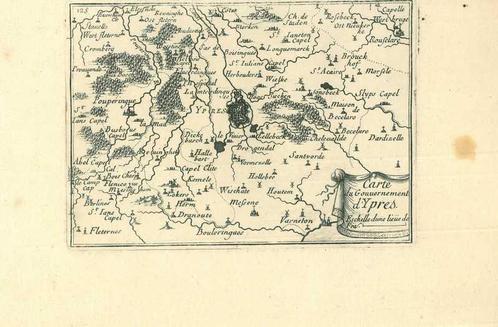 Kaart van Ypres, Antiek en Kunst, Kunst | Etsen en Gravures