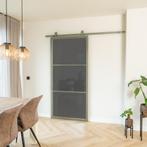 Stalen Schuifdeur - 3 Vlaks - Olijfgroen - Rook glas, Doe-het-zelf en Verbouw, Kozijnen en Schuifpuien, 75 tot 150 cm, Nieuw, 150 tot 225 cm