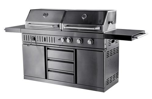 Gas en Houtskoolbarbecue | RVS | Zwart, Tuin en Terras, Overige Tuin en Terras, Nieuw, Verzenden