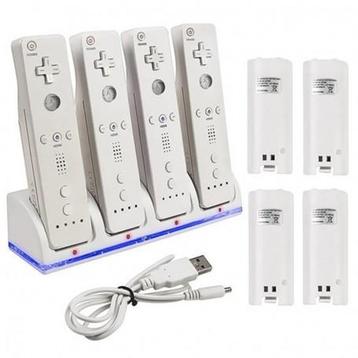 USB Oplaadstation met 4 accus voor Wii controllers Wit beschikbaar voor biedingen