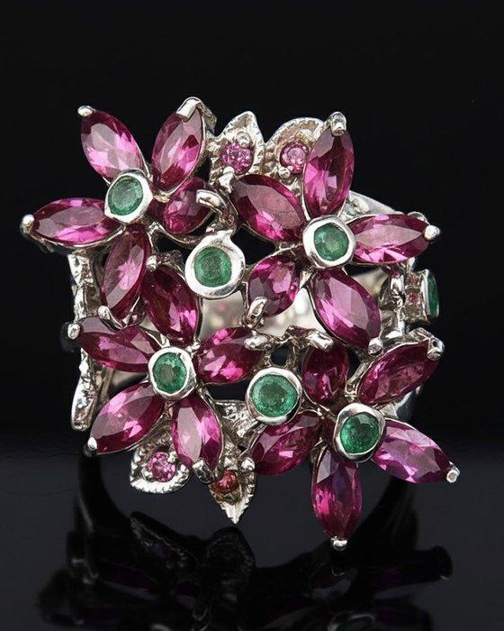 Zilver, Sieraad Jardin Secret (Smaragd & Granaat): Vrede, Antiek en Kunst, Antiek | Boeken en Bijbels