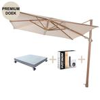 Siesta premium zweefparasol 300x300 cm houtlook sand 4, Tuin en Terras, Parasols, Ophalen of Verzenden, Nieuw