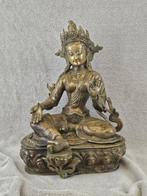 Groot , Groen Tara beeld - Gepatineerd brons - Nepal, Antiek en Kunst