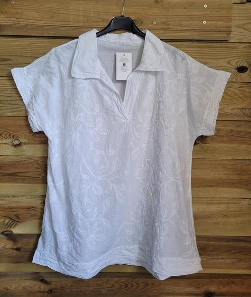 Luchtige katoenen top met korte mouwen, in kleur WIT,, Kleding | Dames, T-shirts
