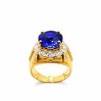 Zonder minimumprijs - Ring Zilver, Verguld, 24 kt. Saffier -, Nieuw