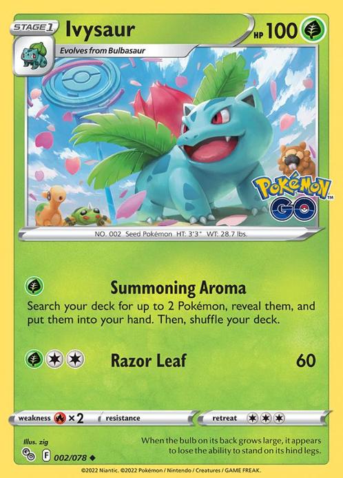 Ivysaur 002/078 Pokémon Go, Hobby en Vrije tijd, Verzamelkaartspellen | Pokémon, Losse kaart, Nieuw, Foil, Ophalen of Verzenden