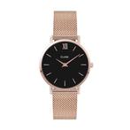 Cluse Minuit Mesh Black, Rose Gold Colour, Sieraden, Tassen en Uiterlijk, Horloges | Dames, Verzenden, Nieuw