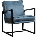 Leren fauteuil Secret - Kenia Denim (blauw), Nieuw, Ophalen of Verzenden, 50 tot 75 cm, Industrieel, Modern