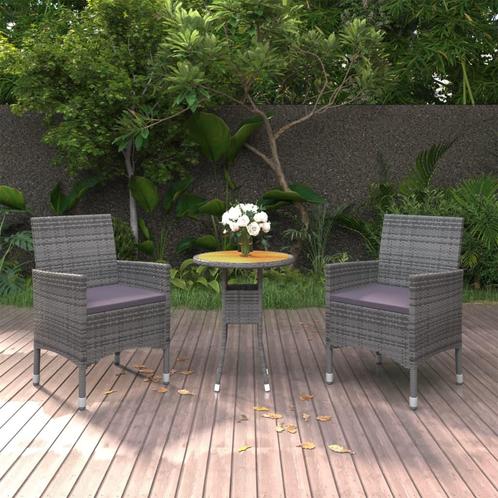 vidaXL 3-delige Tuinset poly rattan grijs, Tuin en Terras, Tuinsets en Loungesets, Tuinset, Nieuw, Rotan, Verzenden