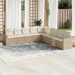 vidaXL 9-delige Loungeset met kussens poly rattan beige, Verzenden, Nieuw, Rotan, Loungeset