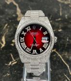 Rolex Datejust 41 - Glossy Red Roman - Iced Out - Diamonds, Nieuw