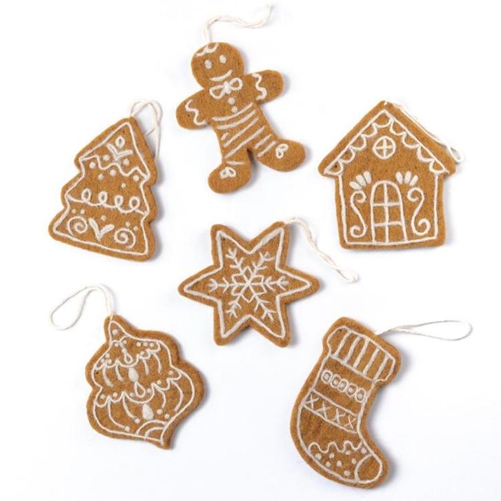 Hangers Vilt - Gingerbread Cookies - Complete Set van 6 Stuk, Diversen, Kerst, Nieuw, Ophalen of Verzenden