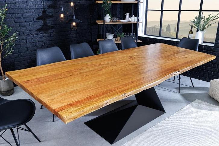 Massieve eettafel MAMMUT BALANCE 200cm naturel bruin acacia, Huis en Inrichting, Tafels | Eettafels, Ophalen of Verzenden