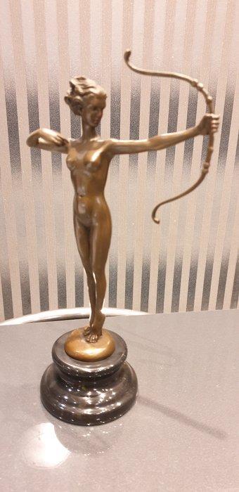 A Bouraine - Beeld, Woman with Bow - 30 cm - Gepatineerd, Antiek en Kunst, Curiosa en Brocante