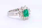 Ring Platina - 1.09ct. tw. Smaragd - Diamant, Nieuw