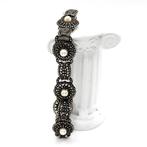 Zilver, 935 Zilveren Parel & Marcasiet - Armband - Art Deco
