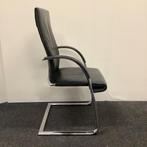 ahrend 350 Design vergaderstoel met hoge rug en slede frame,, Gebruikt, Zwart, Leer, Ophalen of Verzenden