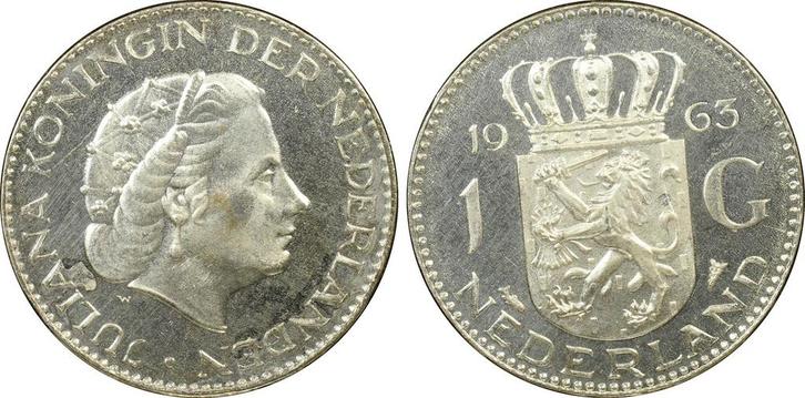 Koningin Juliana zilveren 1 gulden 1963 proof PR65 CAM PCGS, Postzegels en Munten, Munten | Nederland, Losse munt, 1 gulden, Koningin Juliana