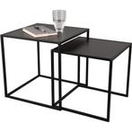 Bijzettafel set - Livion Yude - Set van 2 - Vierkant - Zwart, Huis en Inrichting, Tafels | Eettafels, Ophalen of Verzenden, Nieuw