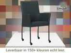 Leren eetkamerstoel Comfort met wieltjes en armleuning -, Huis en Inrichting, Stoelen, Overige kleuren, Nieuw, Leer, Ophalen of Verzenden