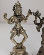 2x beelden Shiva en Krishna - Zilverbrons - Nepal (Zonder