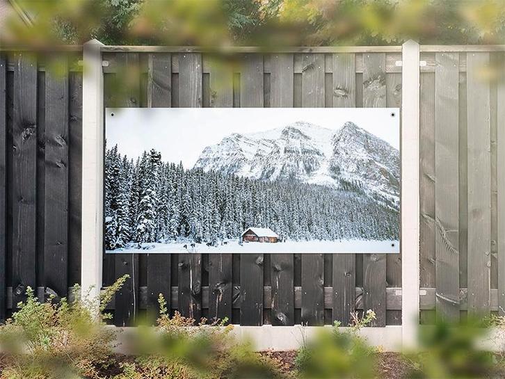 NR 1230: Tuinposter berglandschap winter 90x180cm, Tuin en Terras, Tuinwanddecoratie, Nieuw