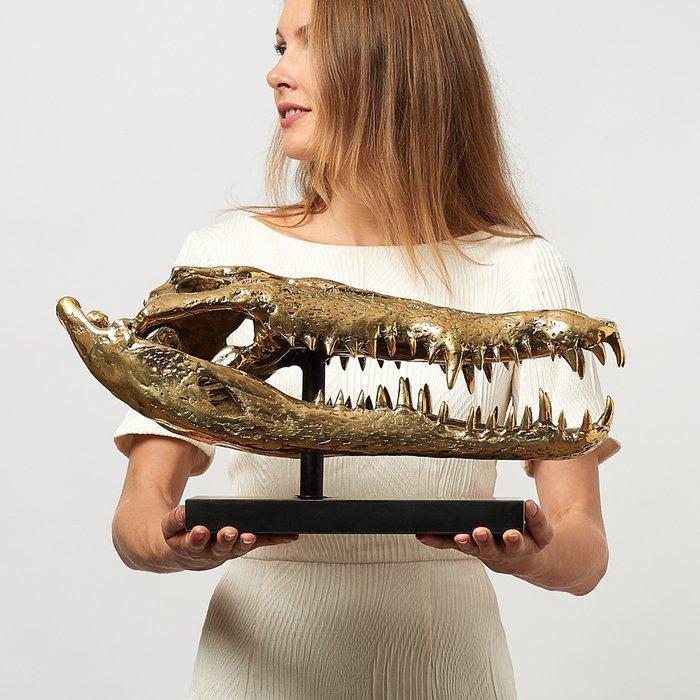 sculptuur, Saltwater Crocodile Skull 50cm - 24 cm - Brons, Antiek en Kunst, Kunst | Designobjecten