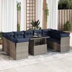 vidaXL 10-delige Loungeset met kussens poly rattan acacia, Verzenden, Nieuw, Rotan, Loungeset