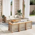 vidaXL 7-delige Loungeset met kussens poly rattan beige, Tuin en Terras, Verzenden, Nieuw, Rotan, Loungeset