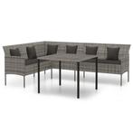 Tuinset Poly Rattan Grijs - Retourdeal - Comfortabel & St..., Tuin en Terras, Tuinsets en Loungesets, Rotan, 6 zitplaatsen, Nieuw