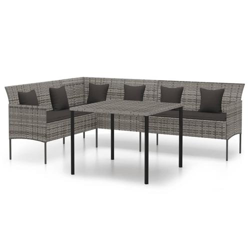 Tuinset Poly Rattan Grijs - Retourdeal - Comfortabel & St..., Tuin en Terras, Tuinsets en Loungesets, Nieuw, Rotan, Tuinset, 6 zitplaatsen
