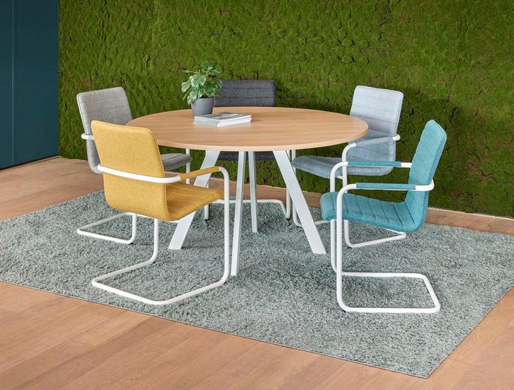 Nieuw Vergadertafel Rond met V-poot 120cm Leverbaar in 40, Zakelijke goederen, Kantoor en Winkelinrichting | Kantoormeubilair en Inrichting